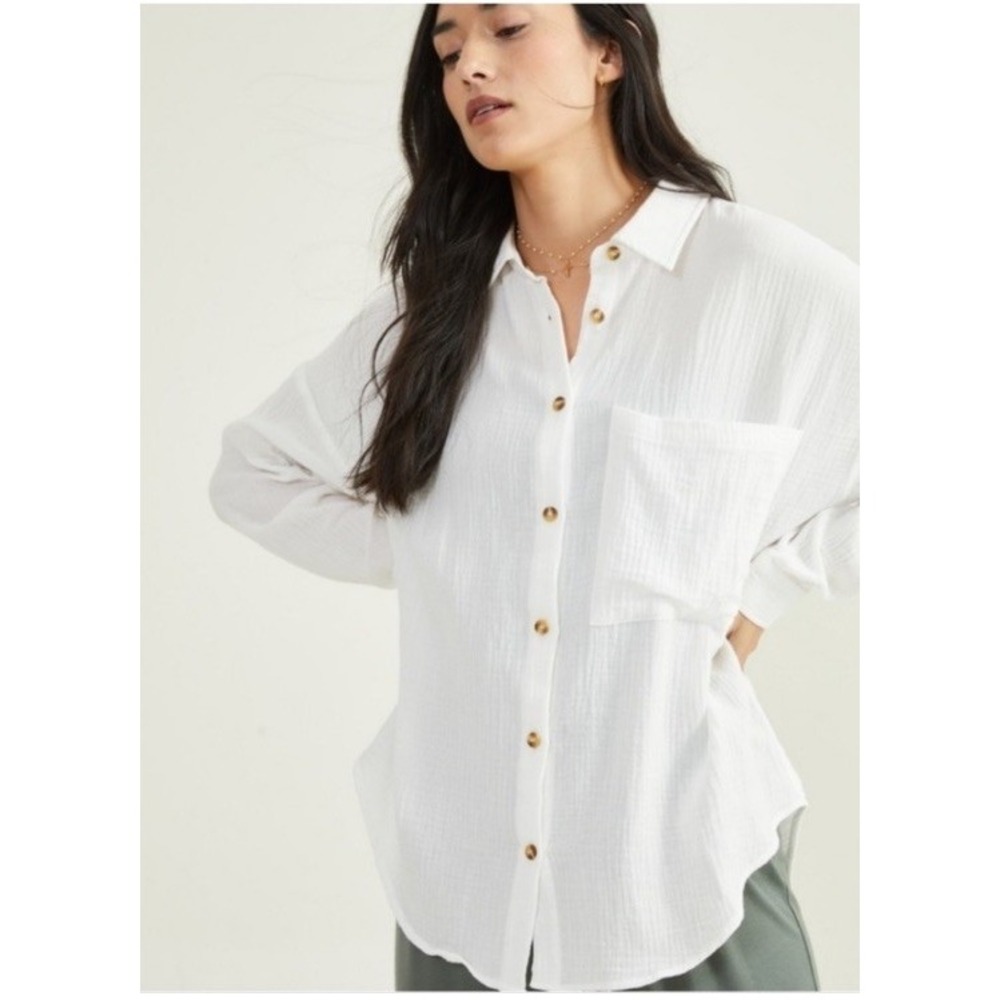 ALTAR'D STATE white gauze 100% cotton flowy top Blouse size XS